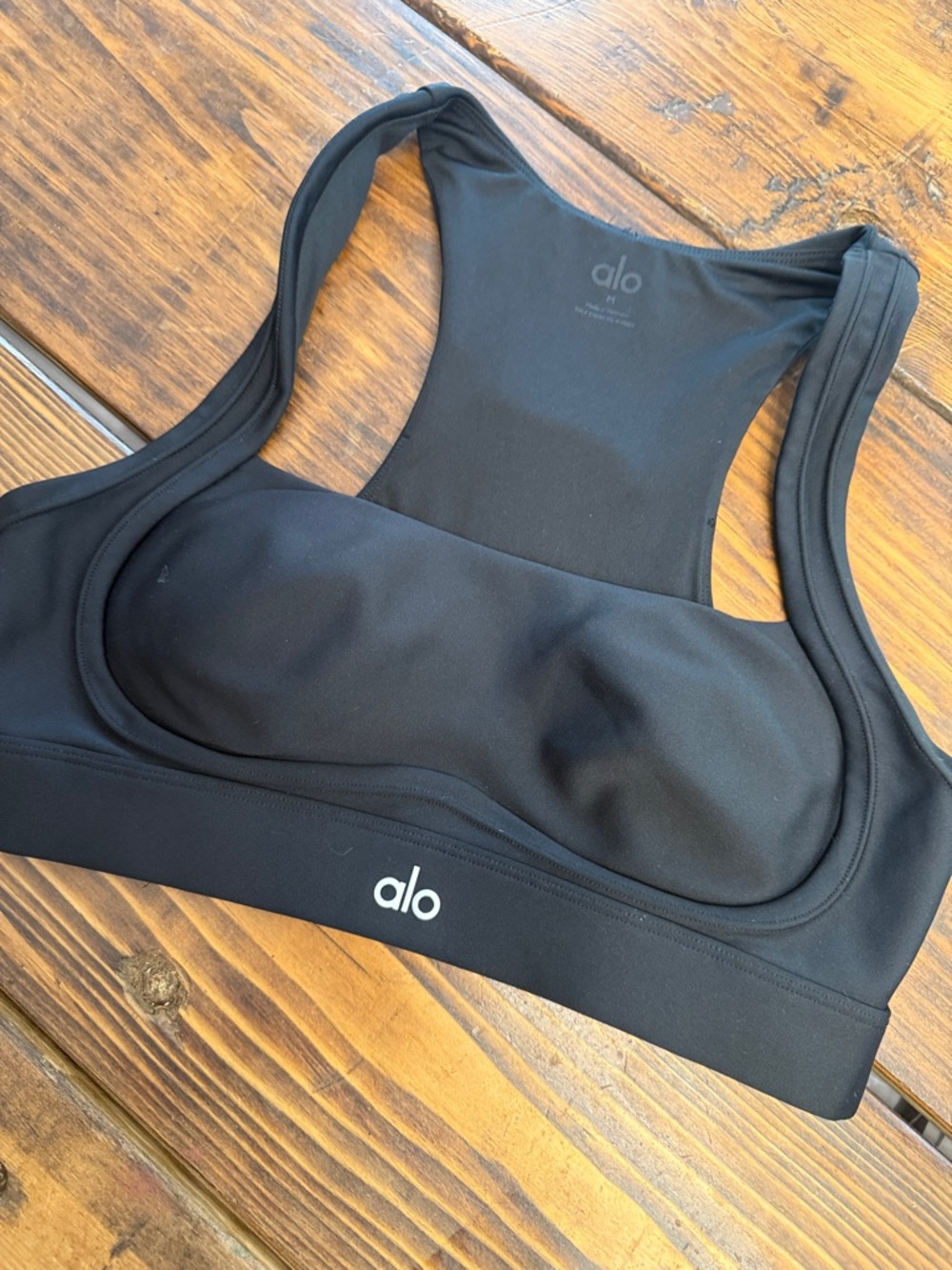 ALO Yoga Black Racerback Padded Sports Bra. Size Medium. Like new - Picture 3 of 7